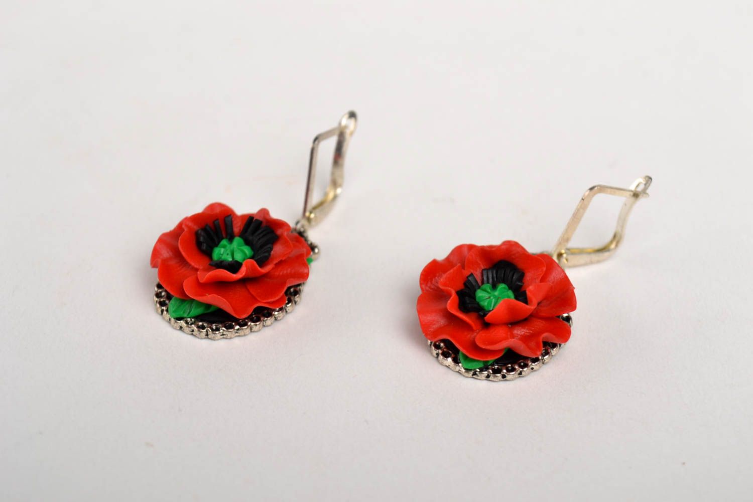Handmade unusual cute earrings flower designer earrings elegant accessory photo 2