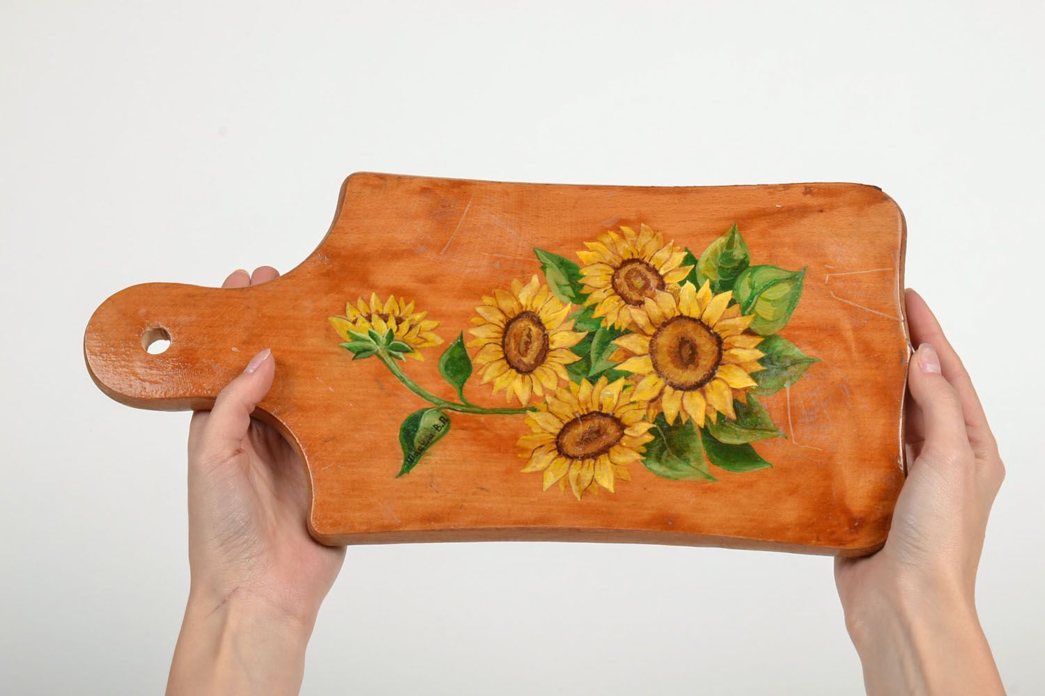Wooden chopping board Sunflowers photo 5