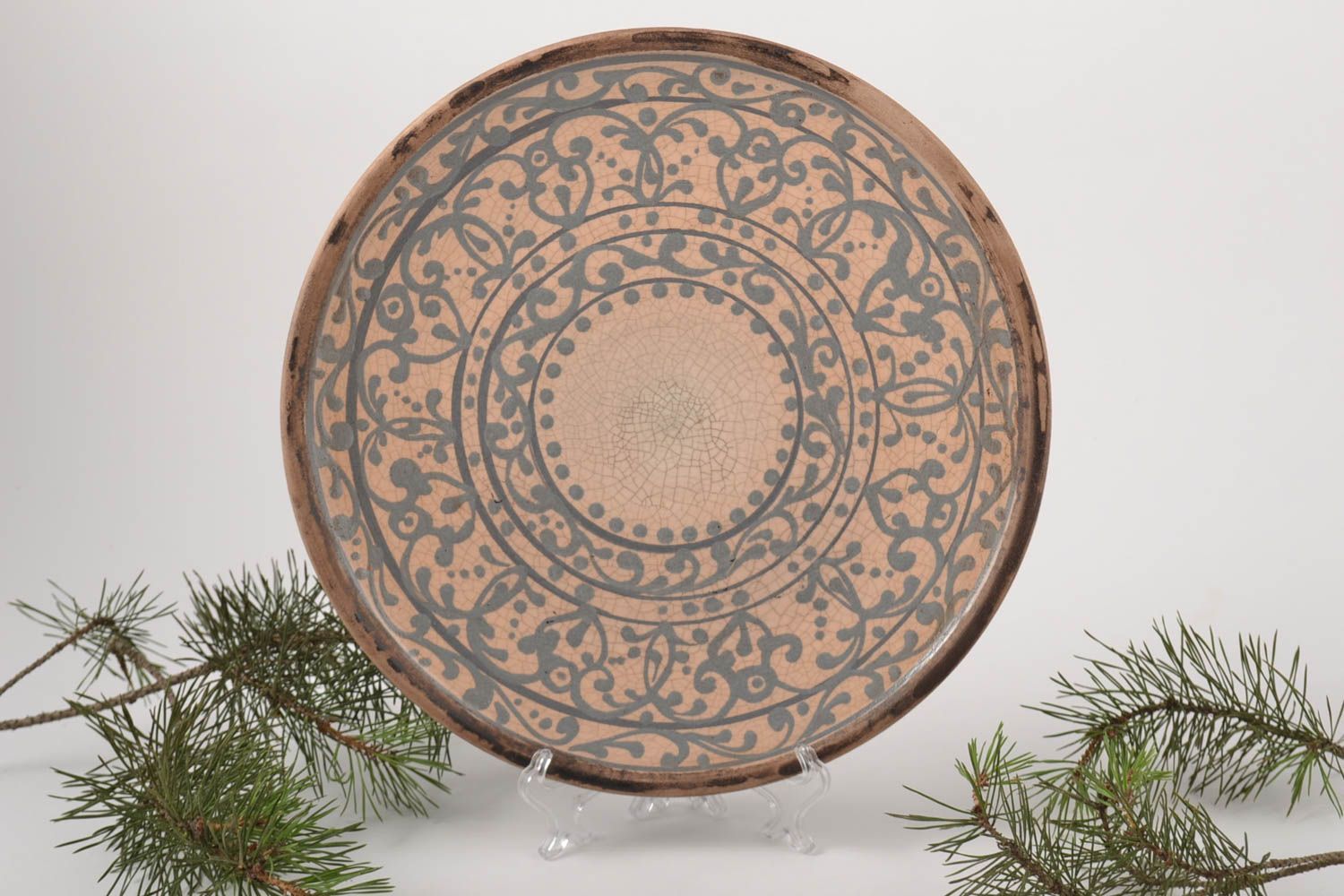 Керамическая тарелка ручной работы глиняная посуда расписная тарелка Восток фото 1
