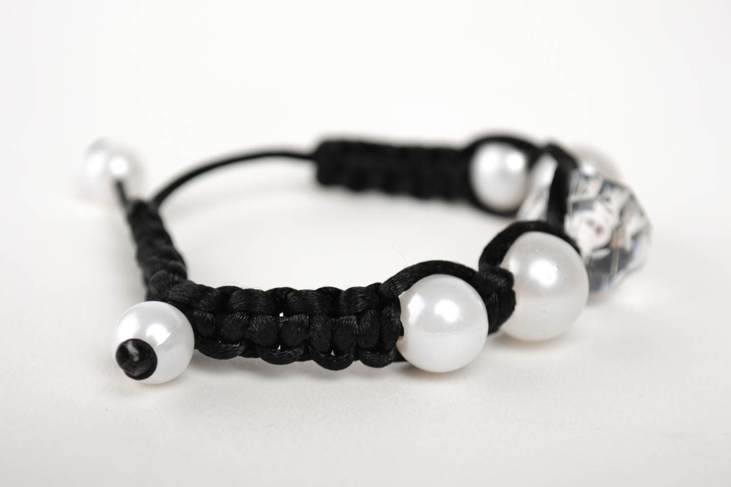 Beads bracelet handmade bracelet fabric accessory woven bracelet gift ideas photo 1