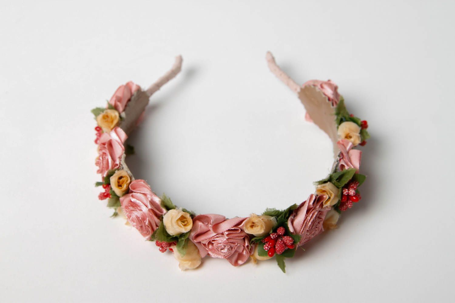 Stylish handmade flower headband leather goods hair bands accessories for girls photo 3