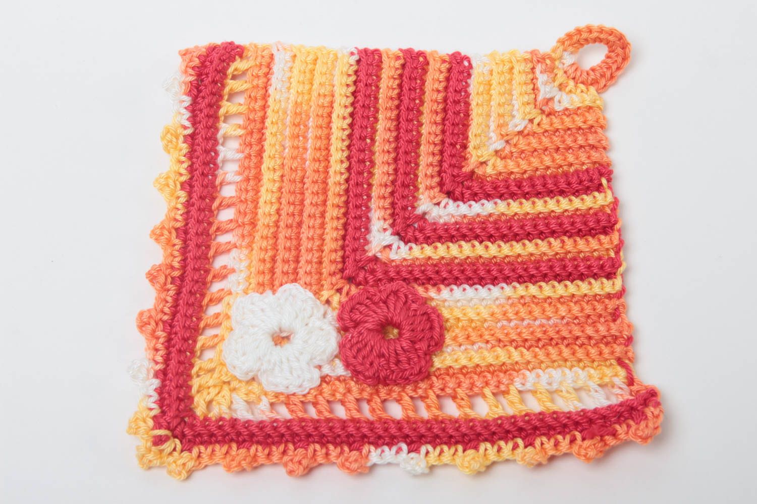 Manique cuisine faite main Accessoire cuisine tricotée rayée colorée Idée cadeau photo 2