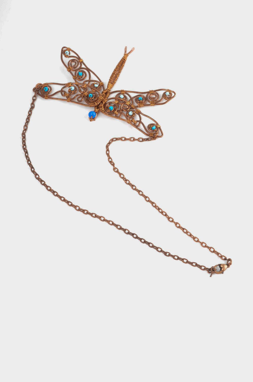 Handmade jewelry metal necklace copper pendant necklace dragonfly pendant photo 5