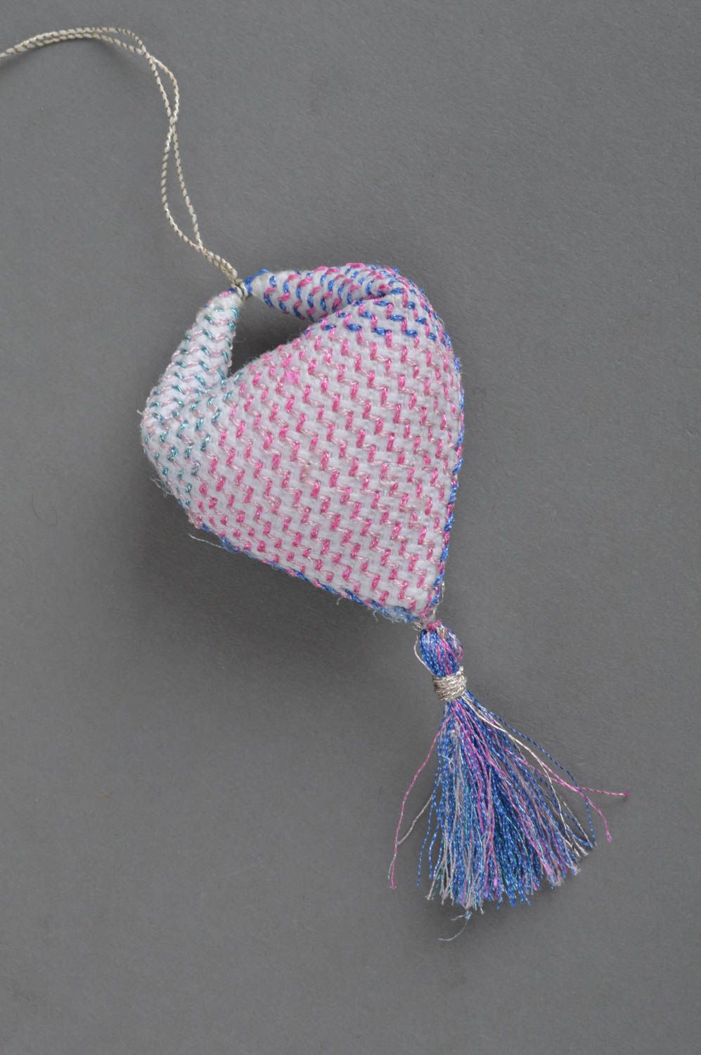Keychain made of canvas handmade textile souvenir unusual stylish accessory photo 2