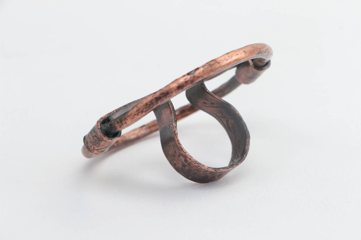 Handmade round top copper ring with galvanic coating unusual stylish beautiful photo 3