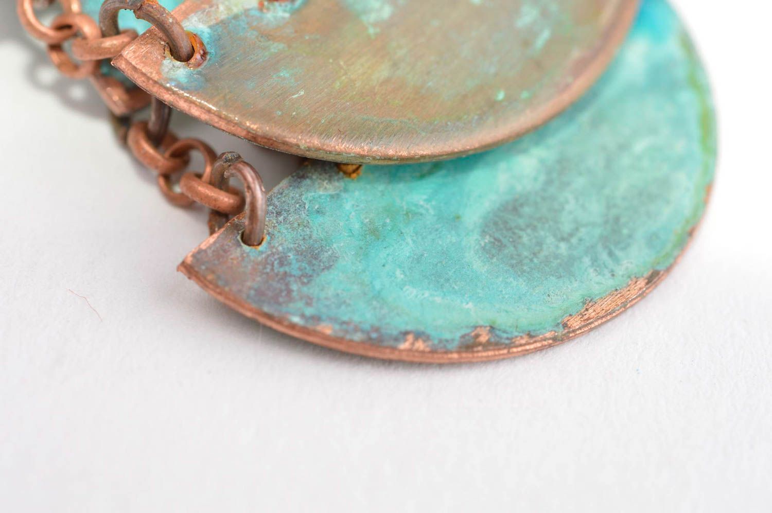 Pendientes de cobre hechos a mano bisutería fina pendientes de moda interesanles foto 5