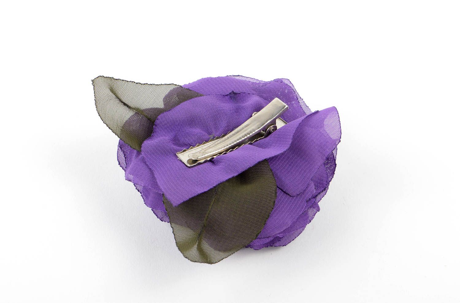 Украшение ручной работы фиолетовая заколка с цветком аксессуар для волос фото 3