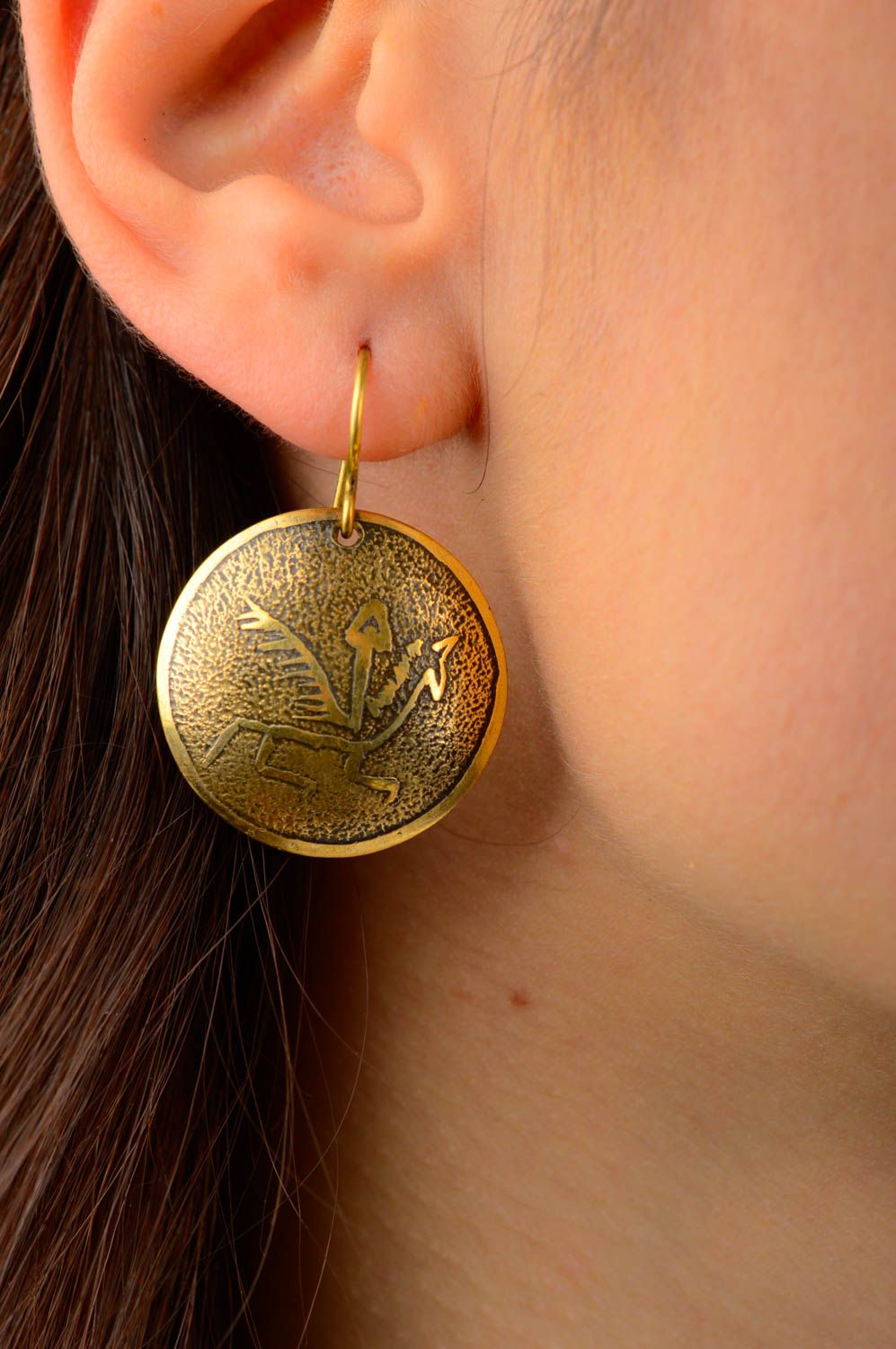 Handmade jewelry metal earrings round earrings designer accessories gift for her photo 2