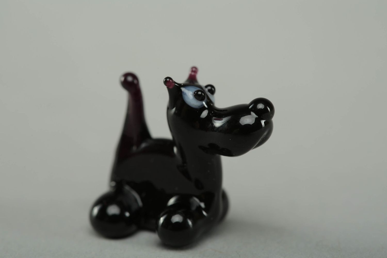 Lampwork glass figurine of black dog photo 1