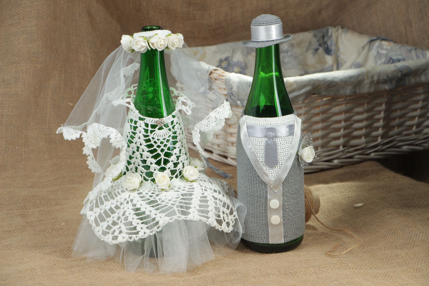 Vestiti da champagne per bottiglia fatti a mano accessori per matrimonio foto 5