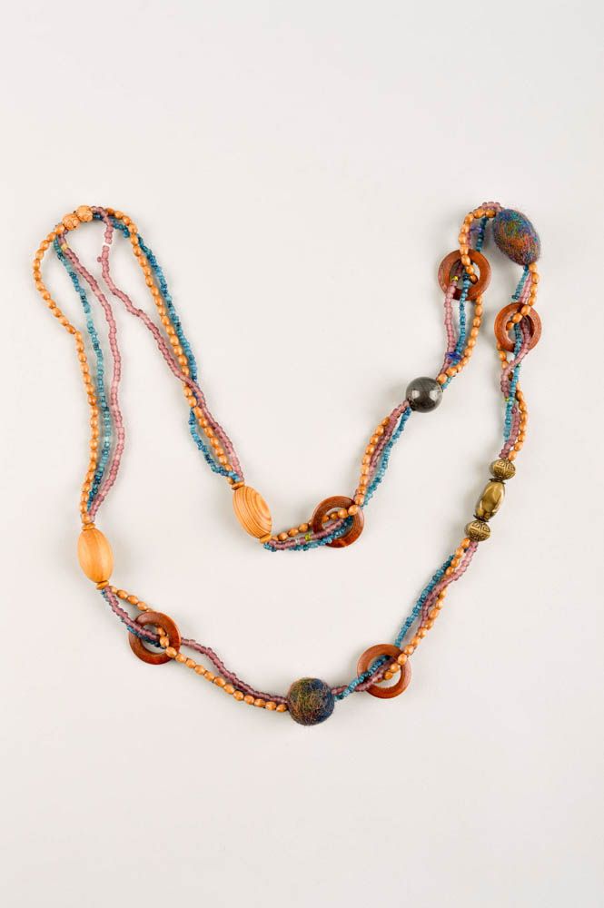 Unusual handmade beaded necklace bead necklace design wooden jewelry gift ideas photo 5