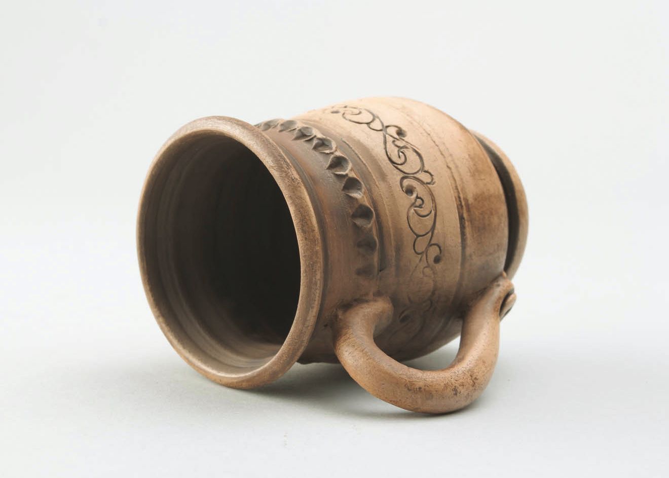 Large ceramic brown cup for tea 0,33 lb photo 3