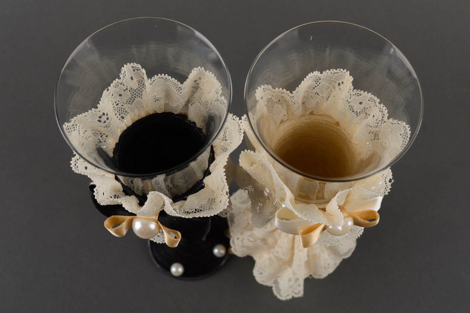 Flûtes à champagne faites main Vaisselle en verre Idée cadeau robe smoking 2 pcs photo 5