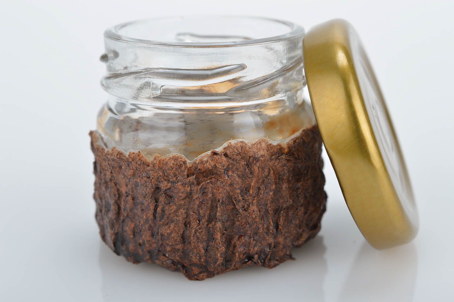 2 oz glass jar with lid covered with cellulose brown layer 0,13 lb photo 4