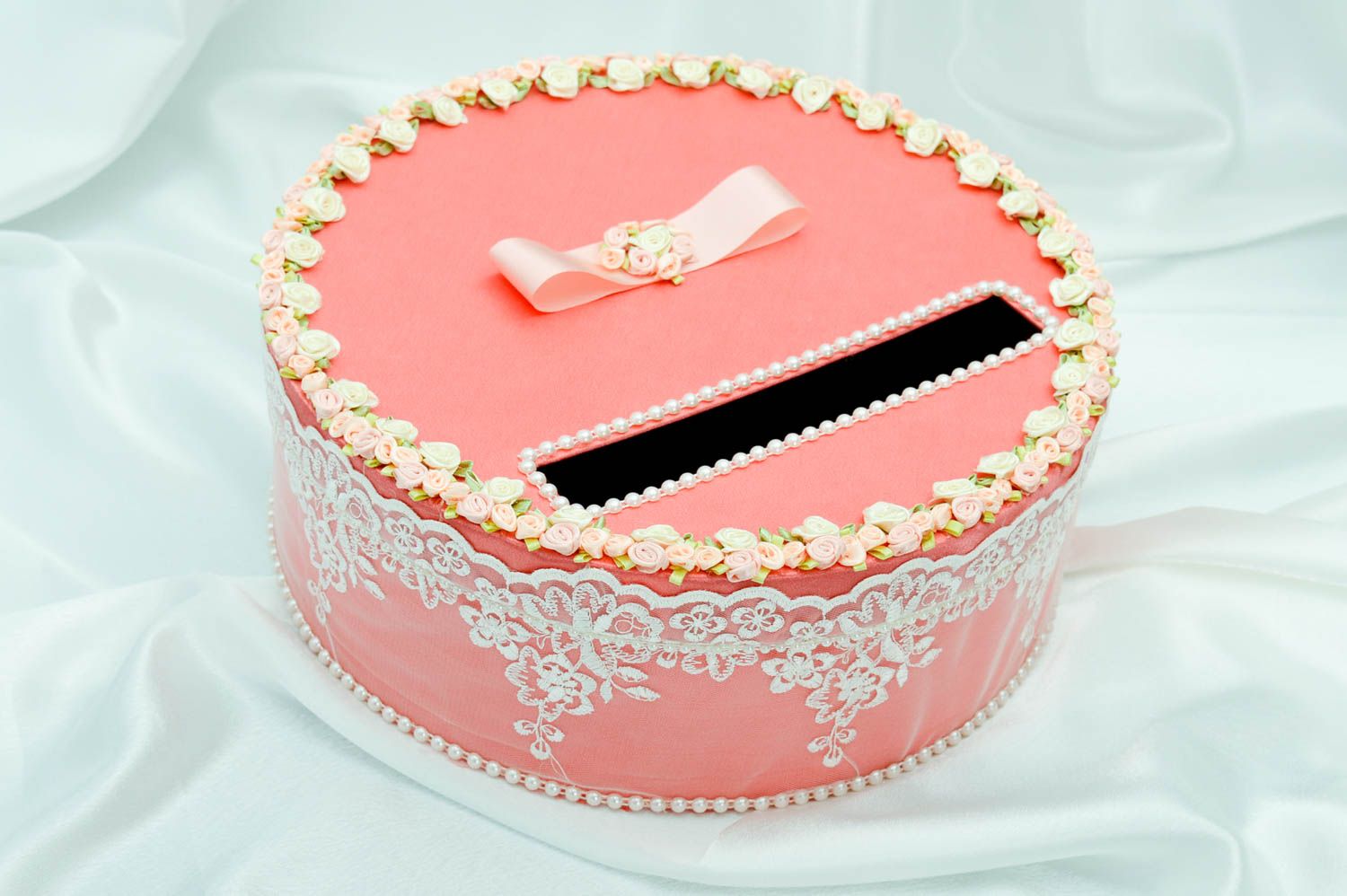 Свадебный аксессуар хэнд мэйд розовая коробочка для денег атрибут для свадьбы фото 1