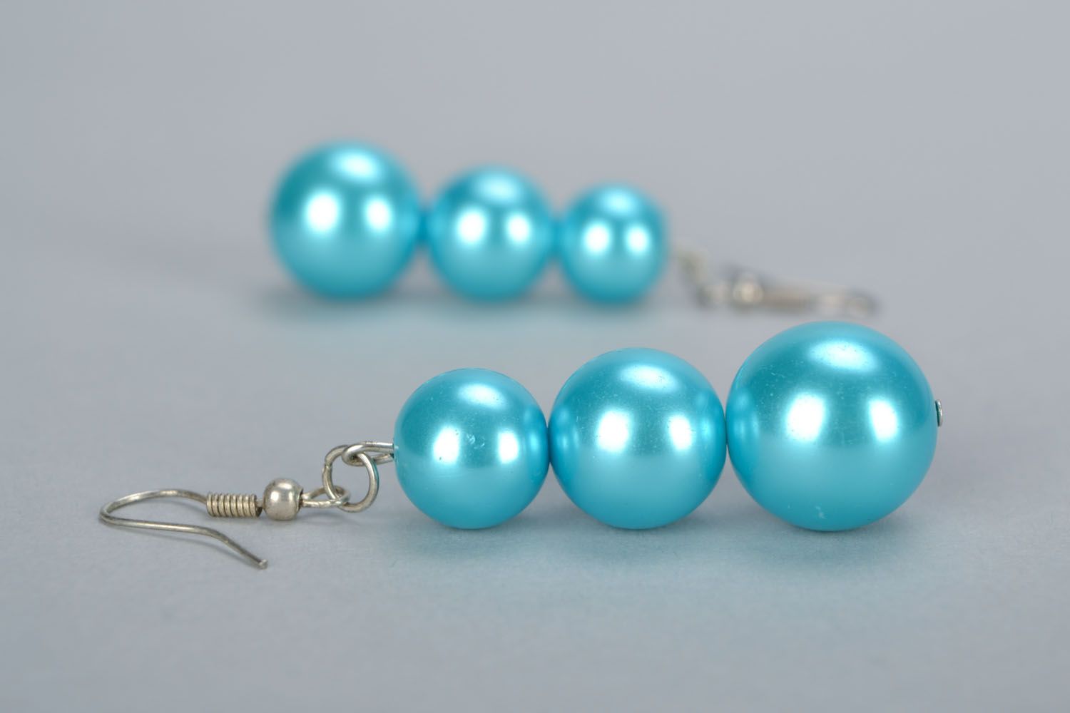 Boucles d'oreilles en perles originales Bleues photo 4