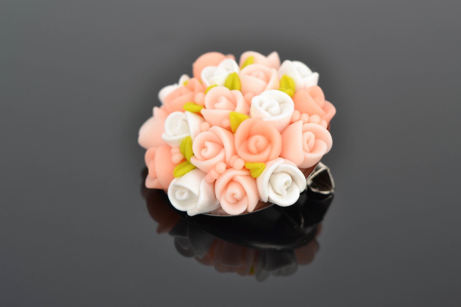Elegant polymer clay brooch Roses photo 1