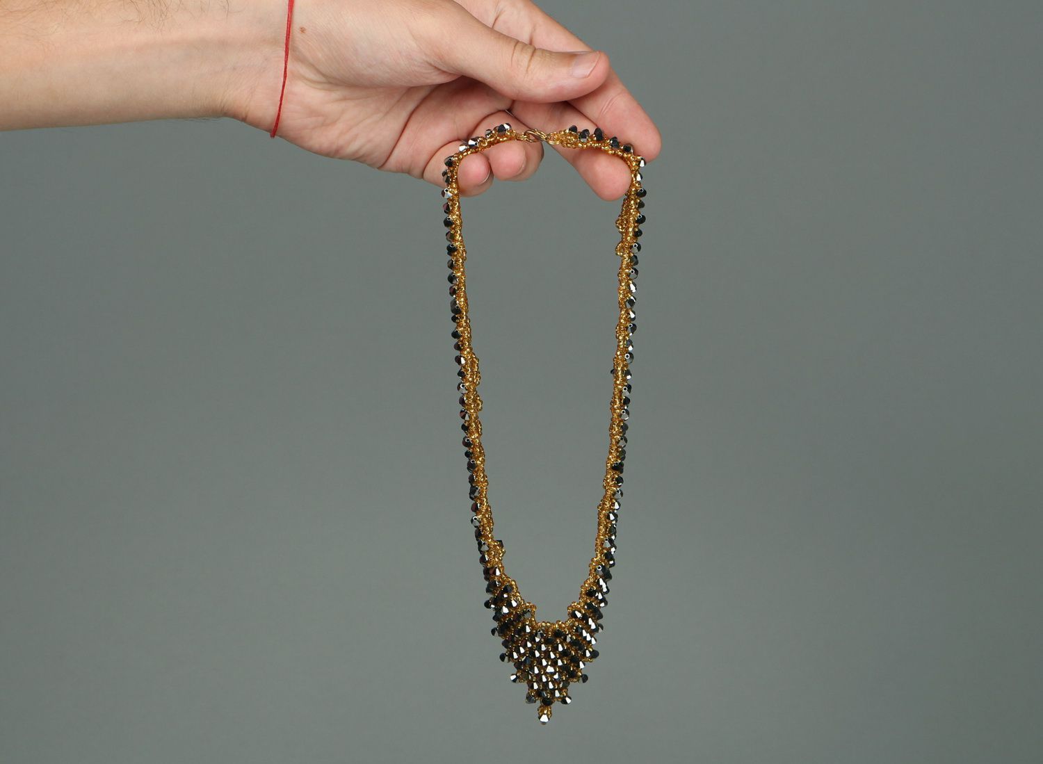 Triangular necklace made of czech beads photo 5