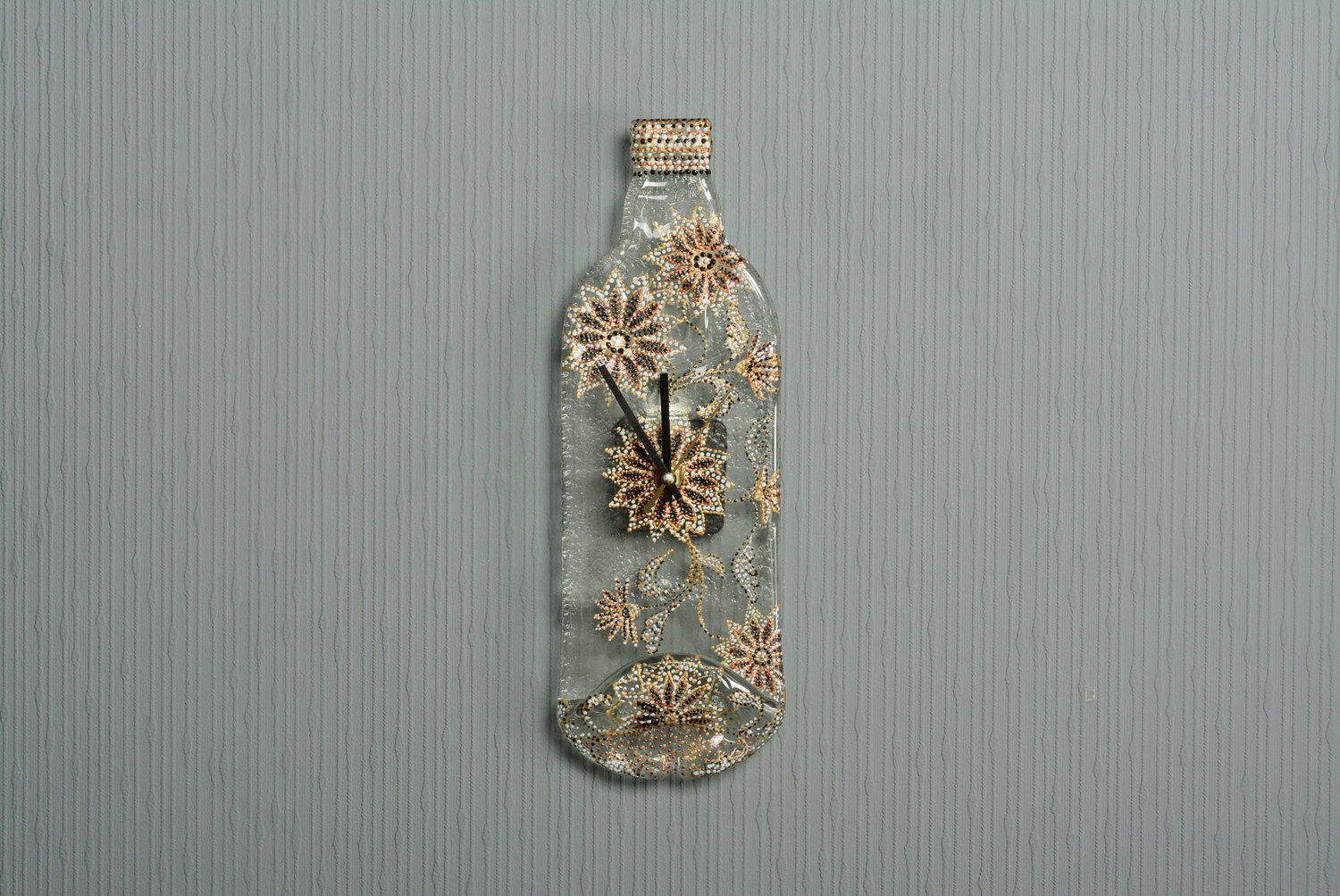 Clocks made from a bottle Floral Pattern photo 5