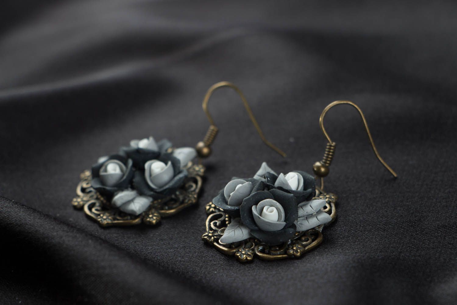 Earrings made of metal and polymer clay photo 2