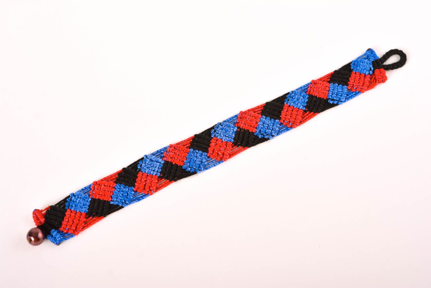 Браслет ручной работы браслет из ниток модный браслет сине красно черный  фото 5