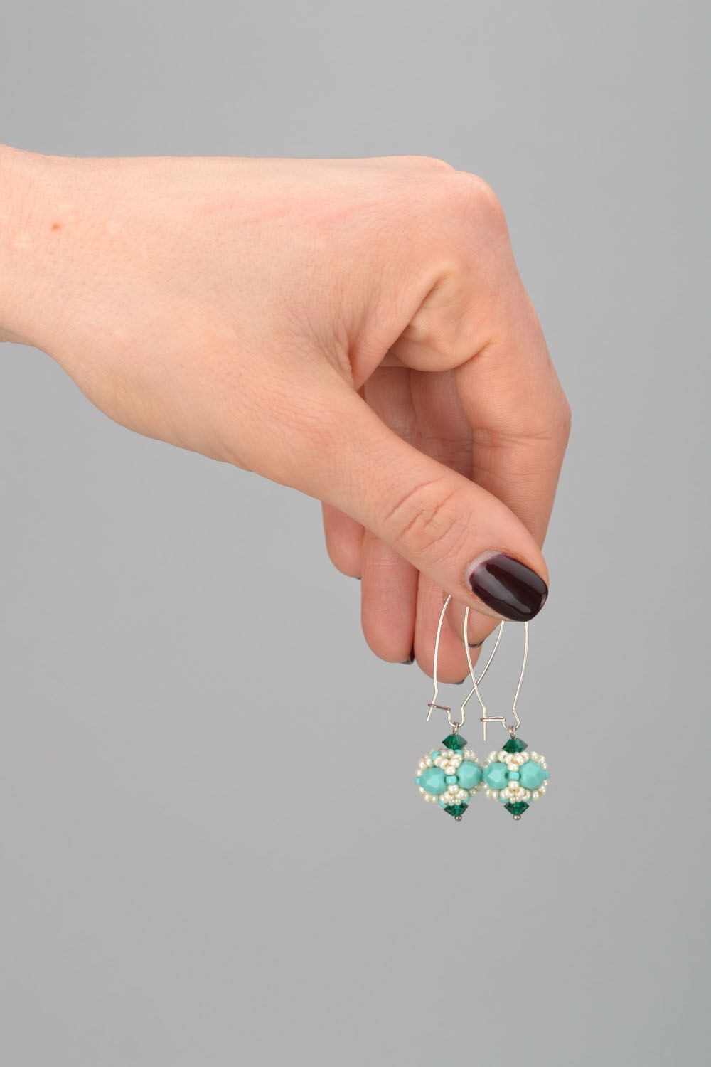 Earrings with Czech beads and glass photo 2