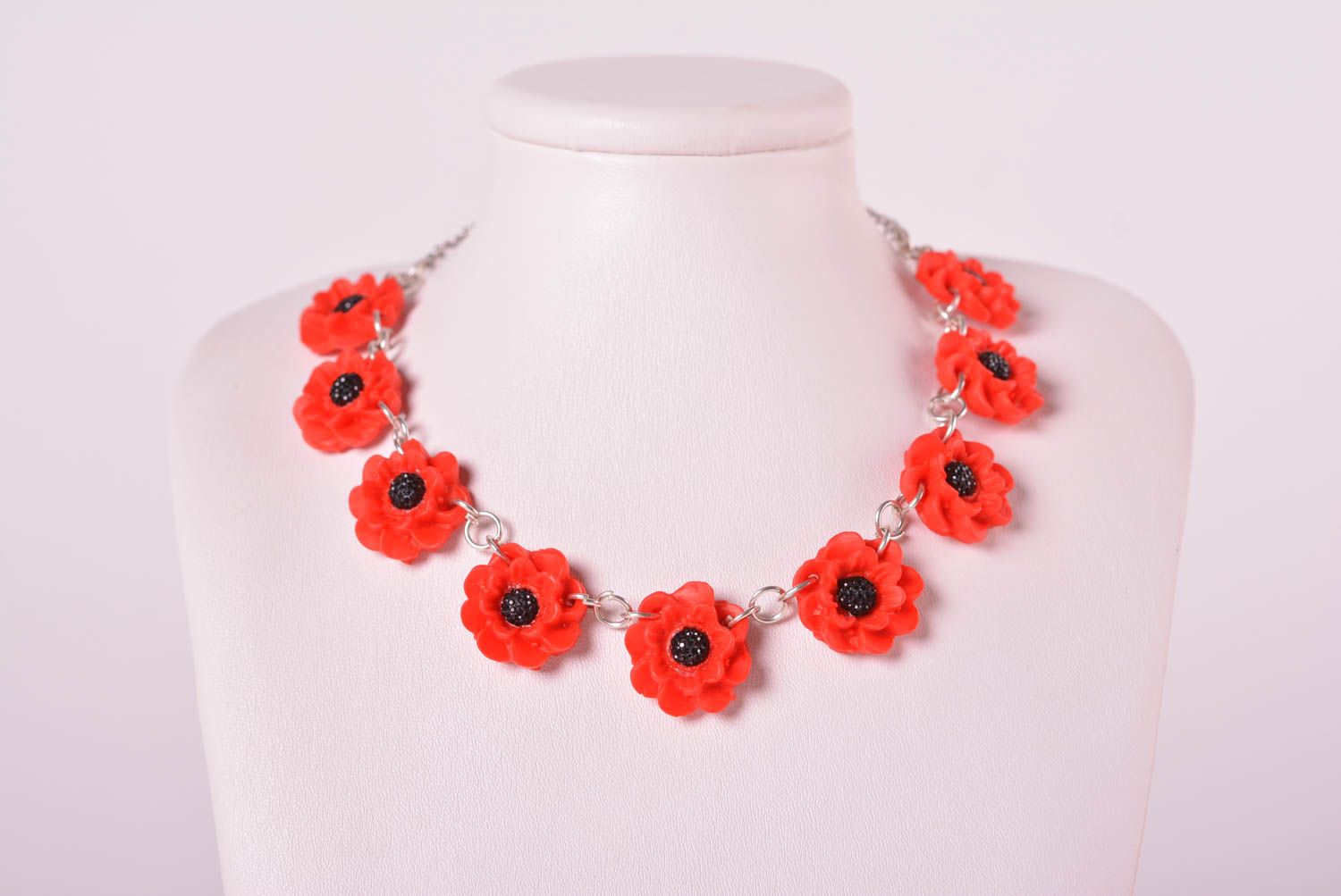 Polymer clay necklace handmade flower necklace plastic necklace women jewelry photo 1