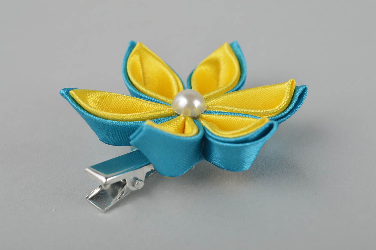 Stylish handmade textile flower barrette hair clip accessories for girls photo 4