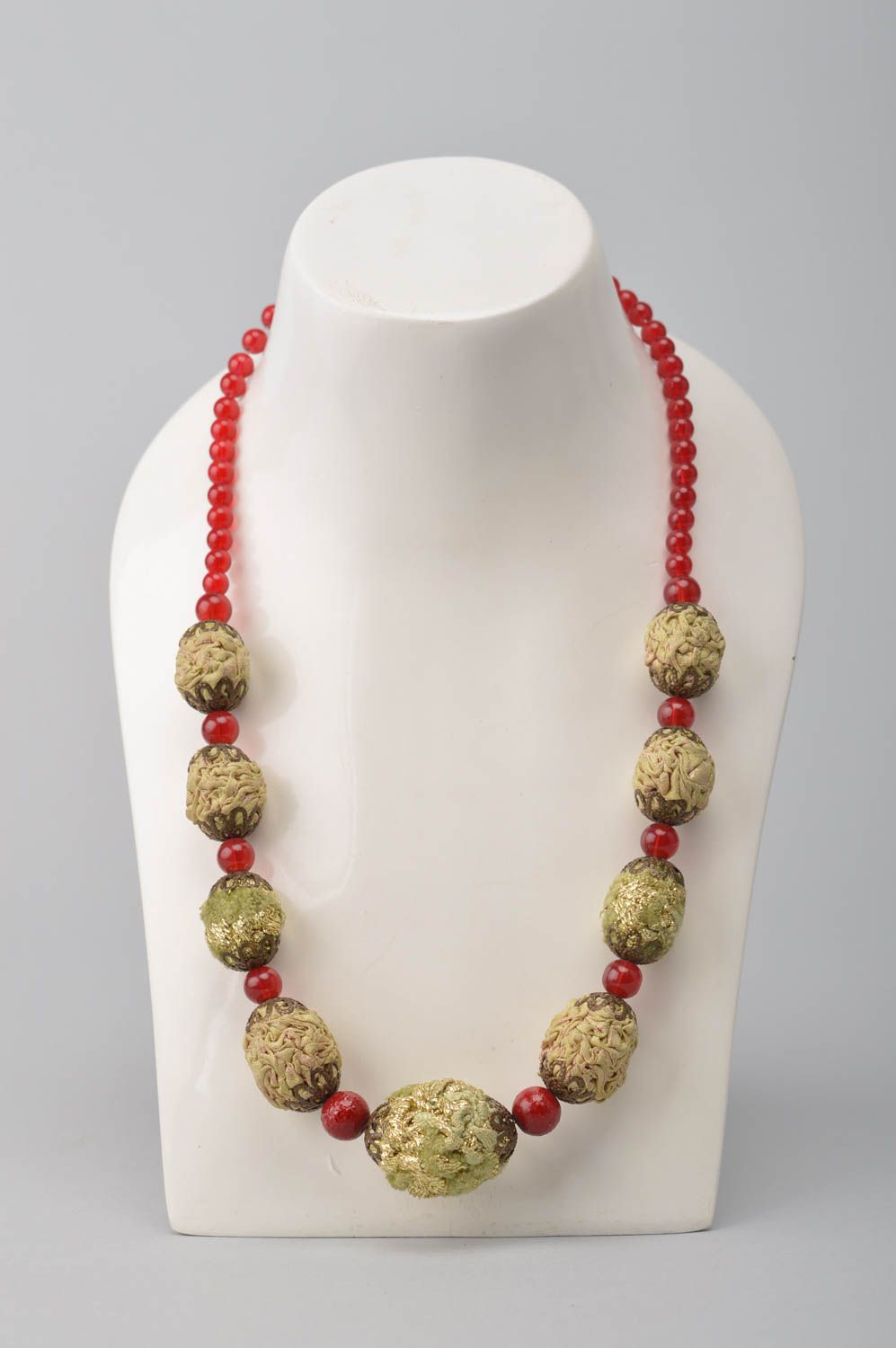 Unusual designer necklace textile stylish necklace handmade accessories photo 1