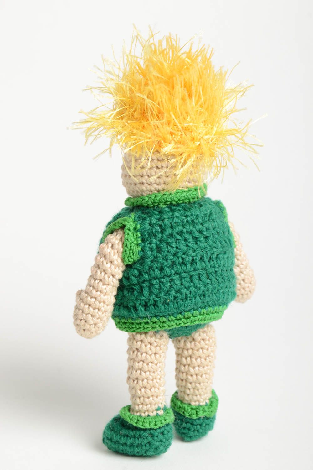 Designer Puppe handmade Geschenke für Kinder Haus Deko gehäkelt Junge in Grün  foto 4