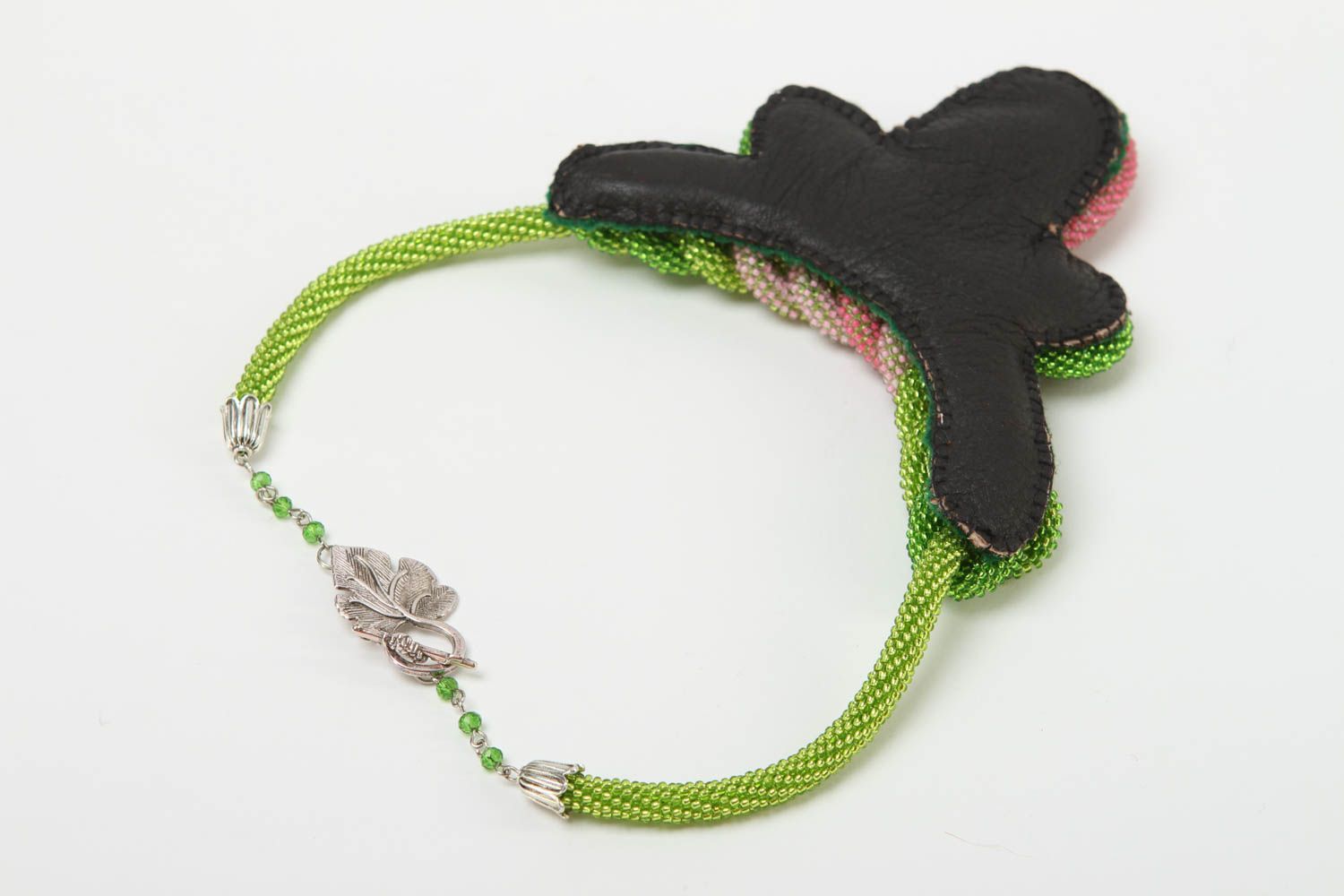 Grüne handgemachte Damen Halskette Halsschmuck für Damen Schmuck Collier grell foto 1