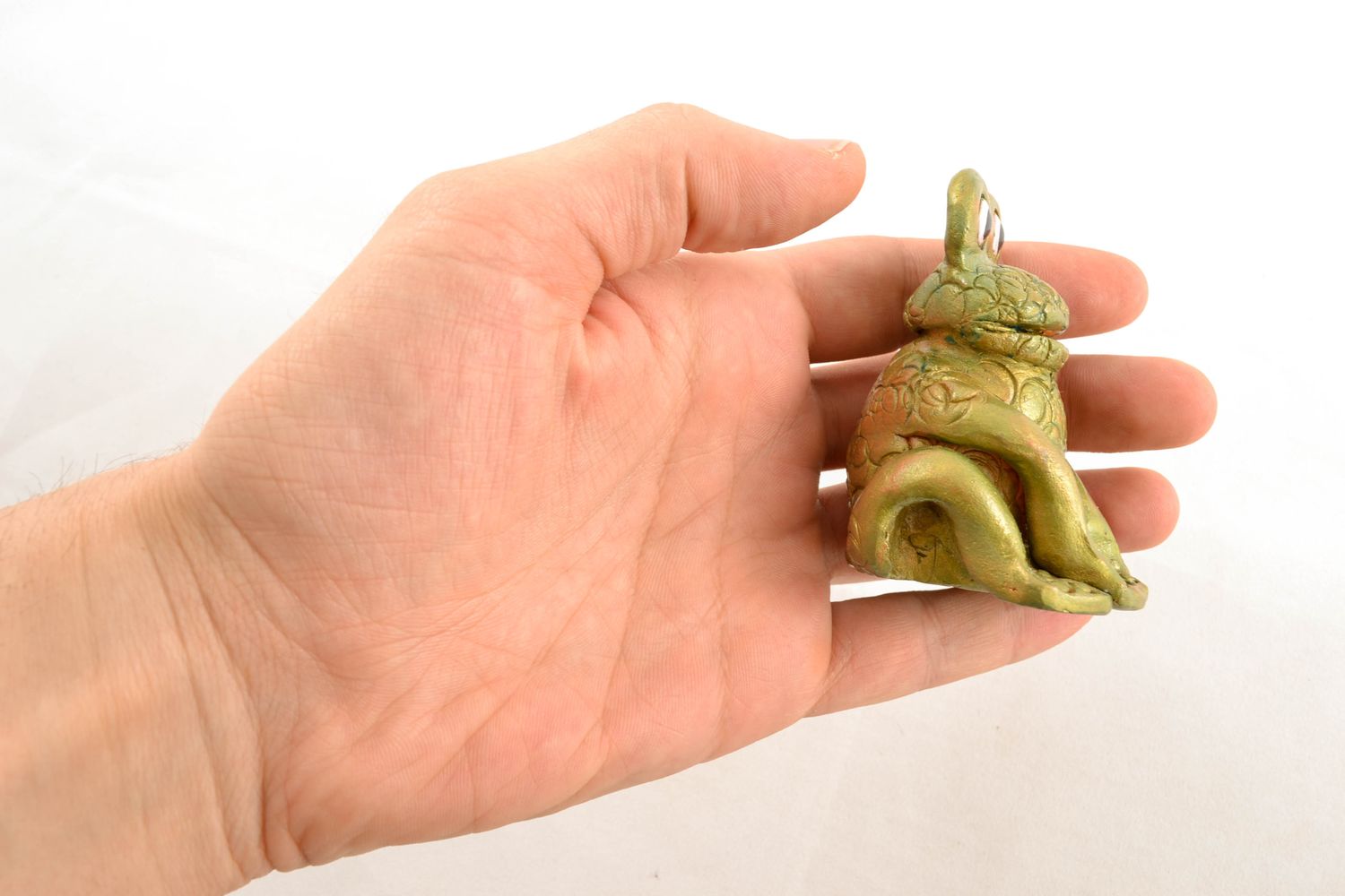 Figurine miniature grenouille en terre cuite faite main photo 1