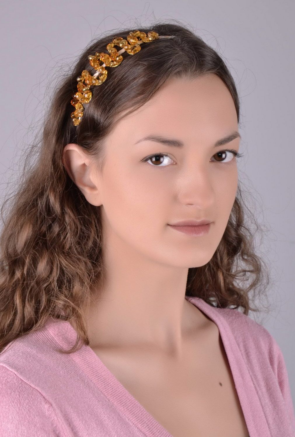 Golden headband with crystals  photo 1