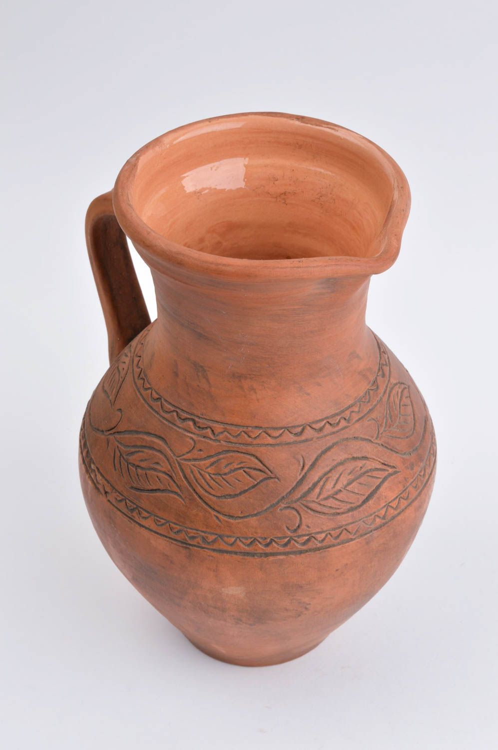 Italian style clay glazed milk 55 oz pitcher water jug for kitchen décor 9, 2,36 lb photo 3