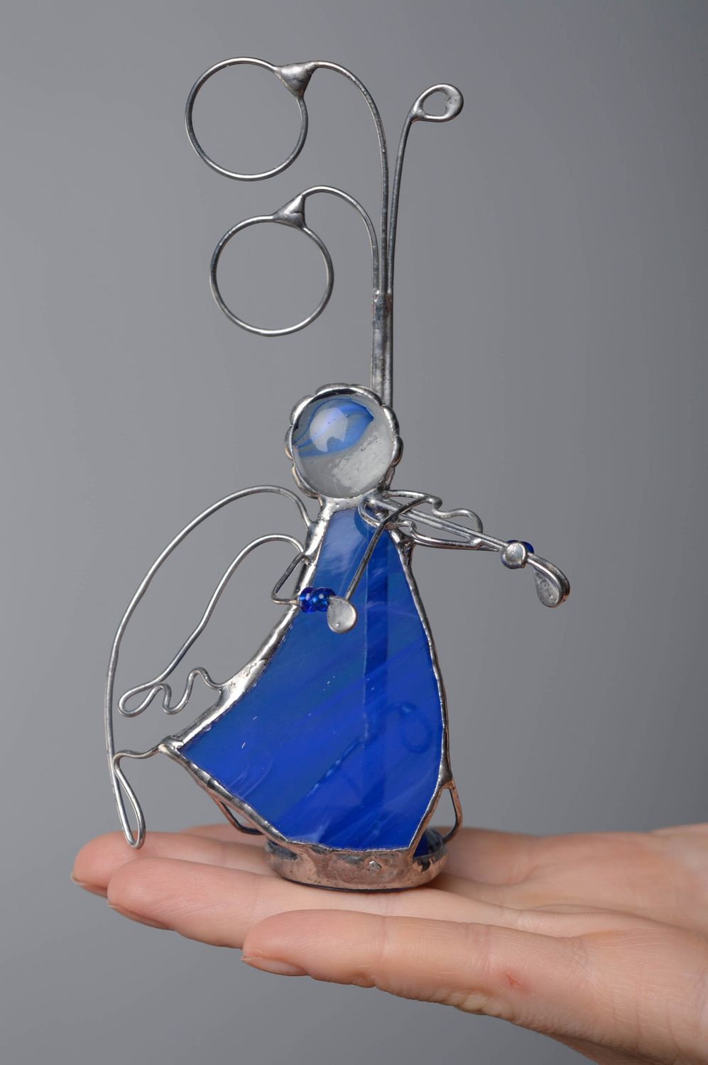 Ungewöhnliche Deko Figurine aus Glas Engel mit Geige foto 3