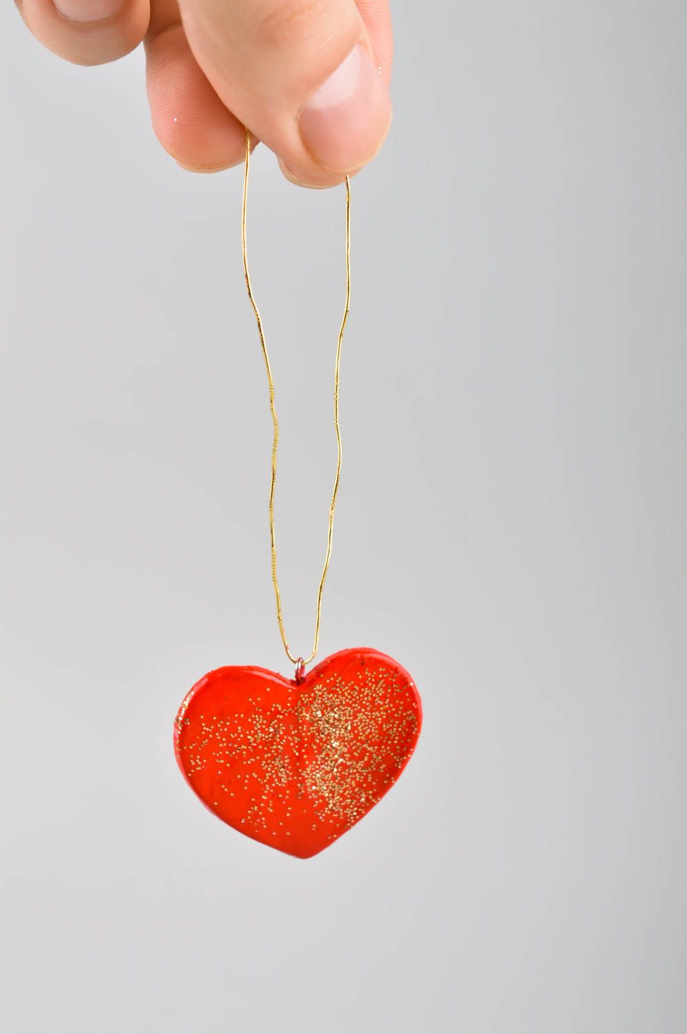 Handmade designer red hanging unusual polymer clay toy stylish decoration photo 5