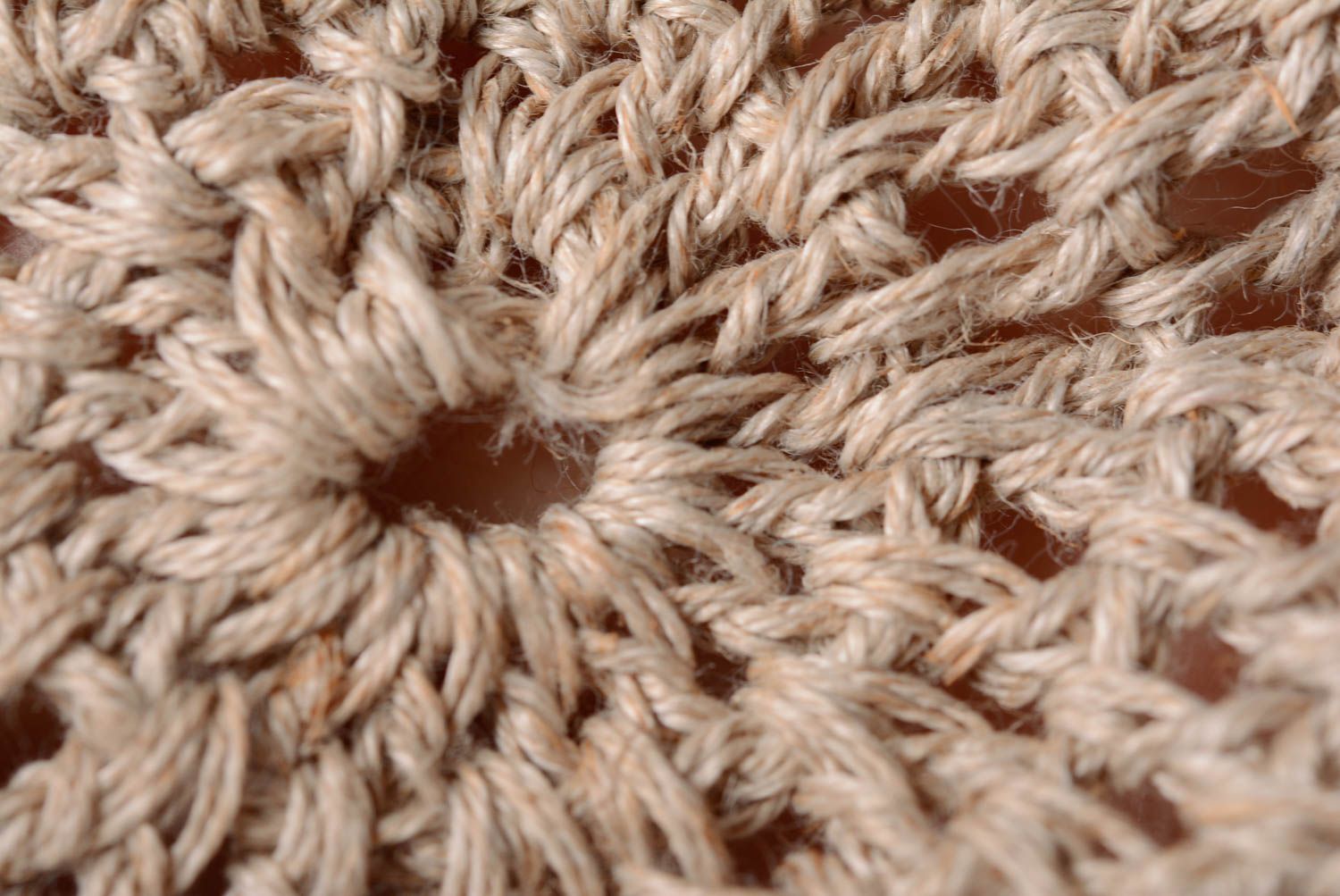 Handmade designer lacy beige women's hat crocheted of cotton threads  photo 2