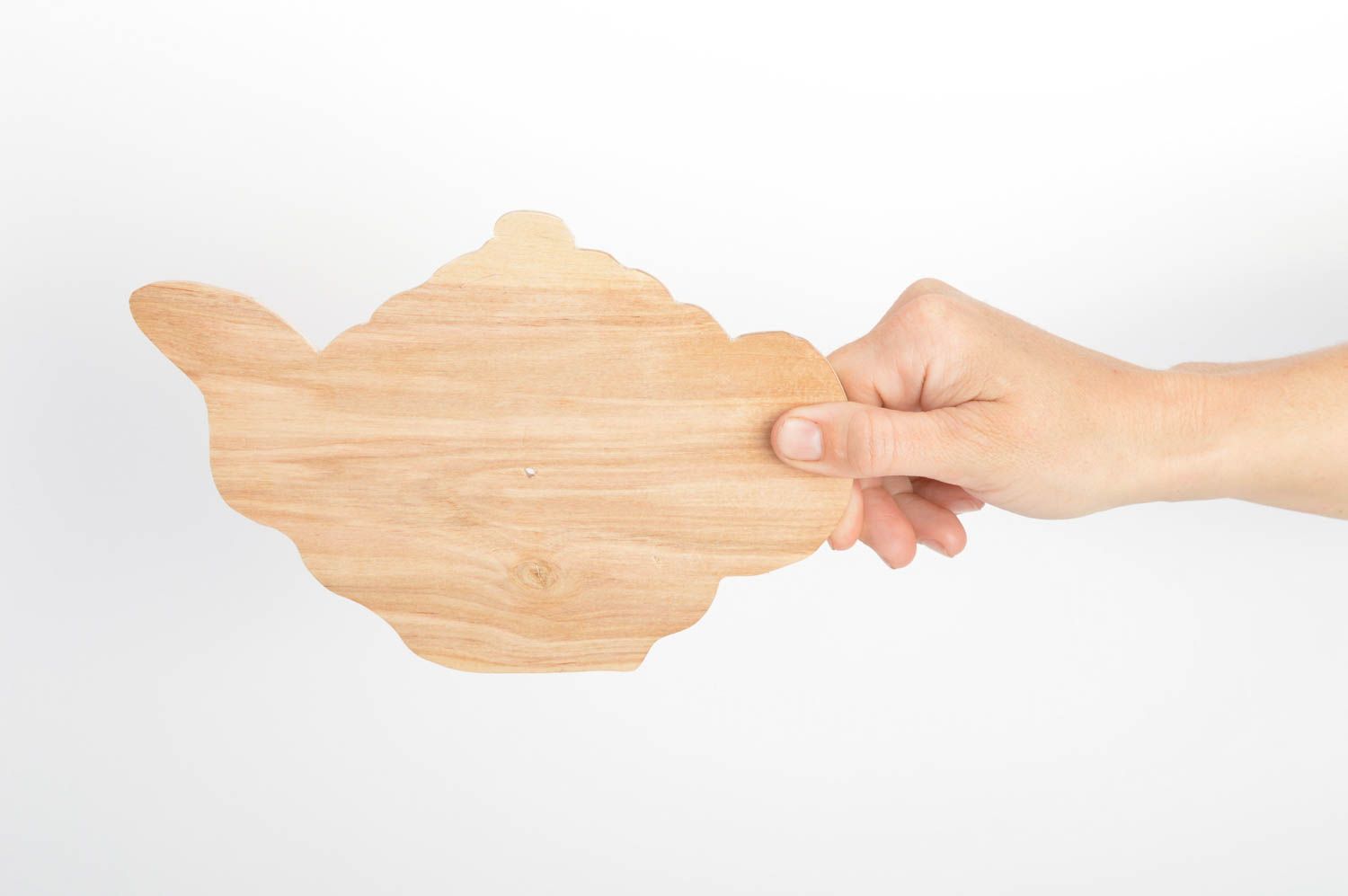 Sujet à décorer en bois brut fait main figurine théière plate pour serviettage photo 4