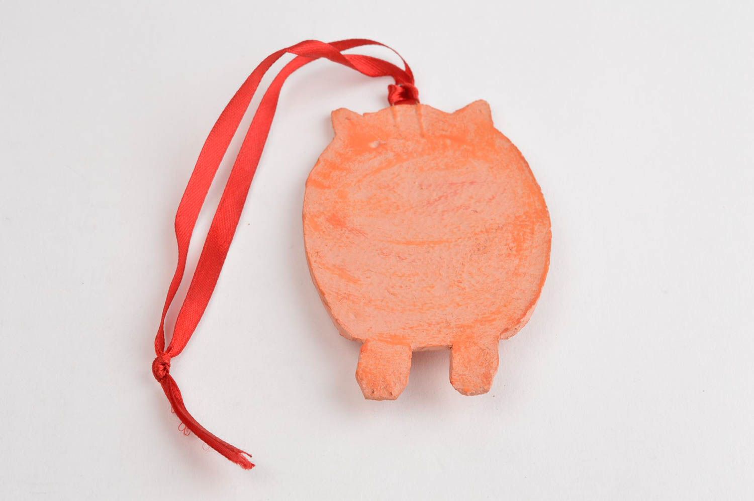 Игрушка из глины ручной работы глиняная игрушка украшение для дома котик фото 4