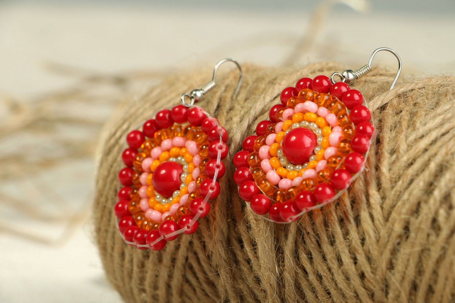 Earrings made of beads and corals photo 3