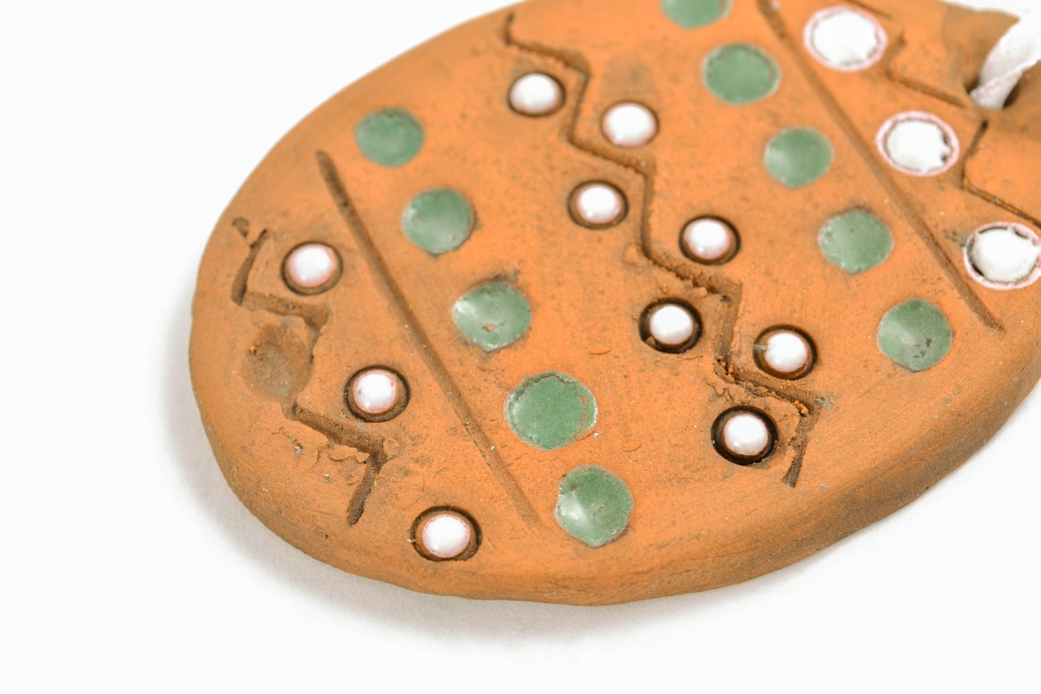 Ceramic interior pendant in the shape of flat Easter egg photo 3