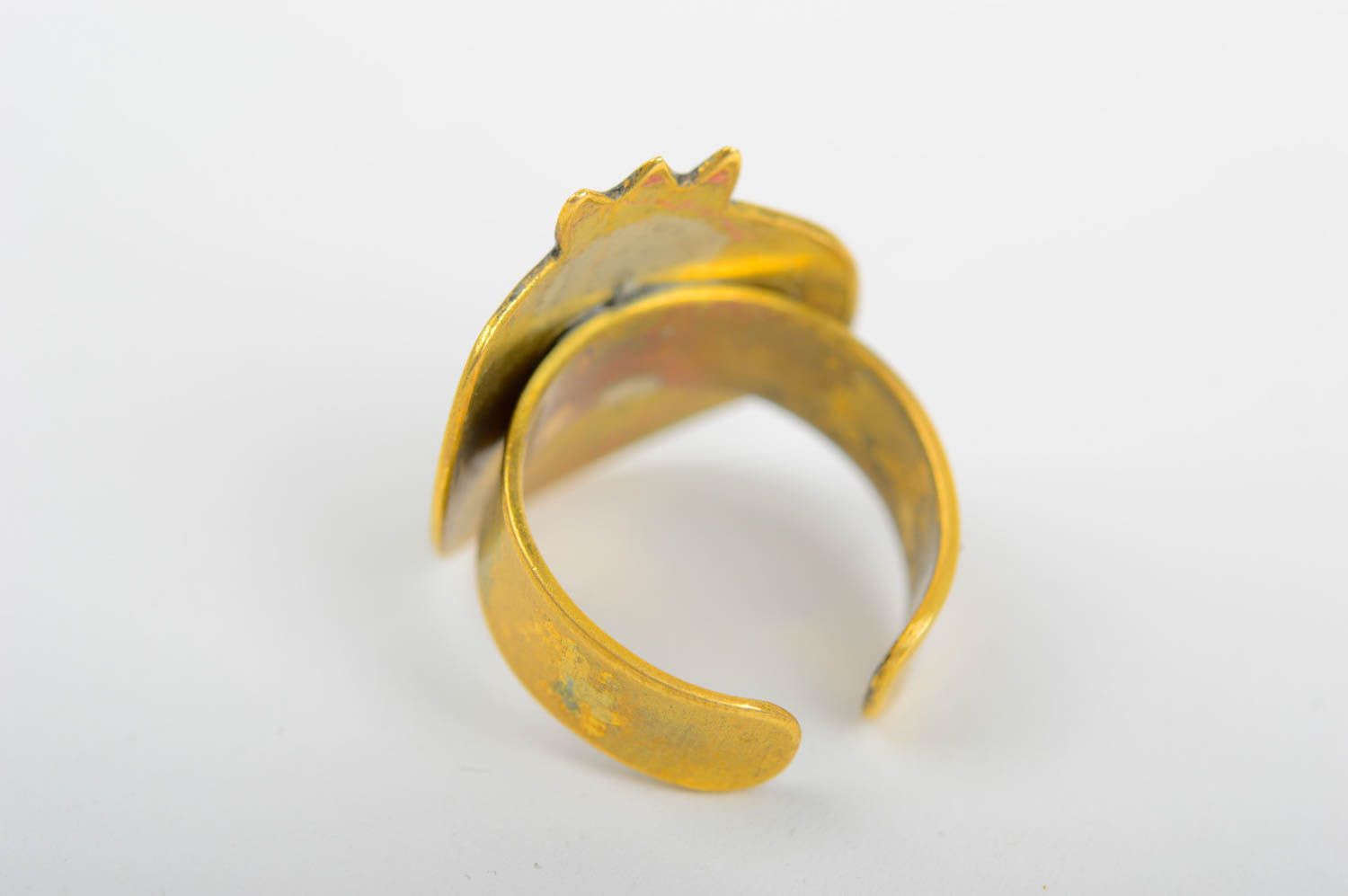 Handmade designer metal ring unusual adjustable ring brass jewelry for women photo 3