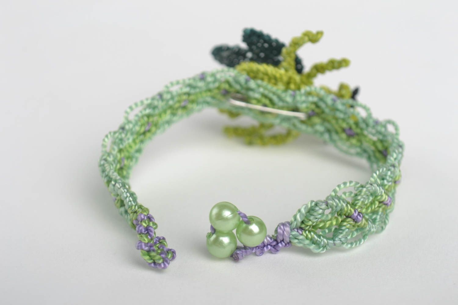 Stylish wrist bracelet unusual jewelry set designer woven brooch cute accessory photo 3