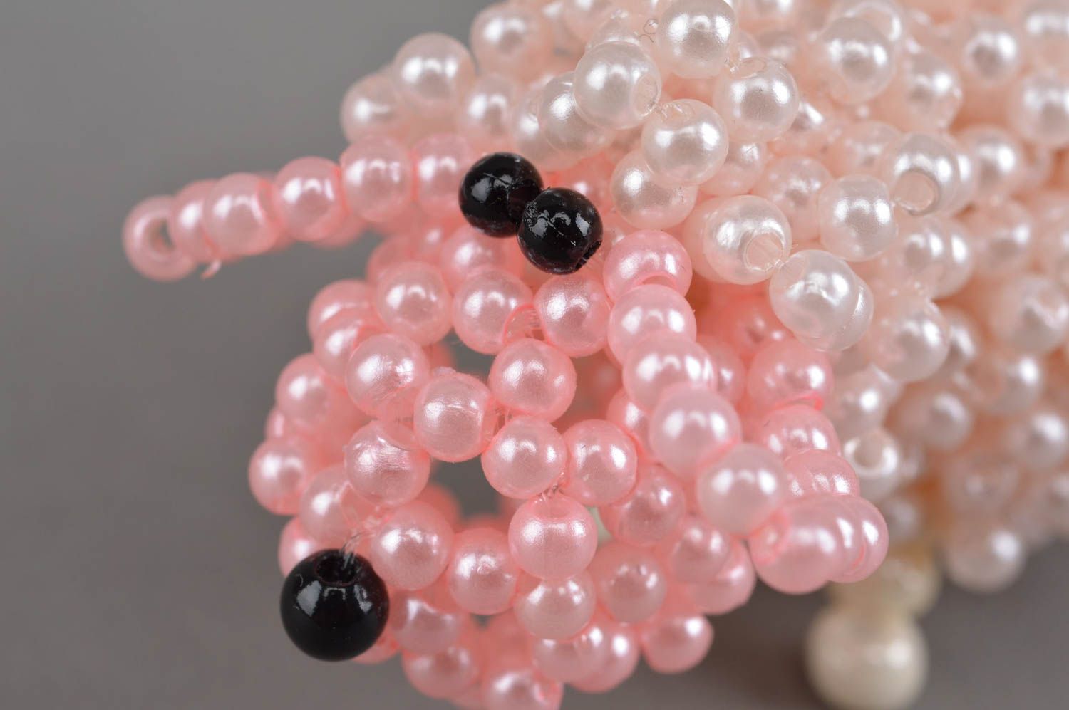 Figurine de brebis rose en perles de rocaille faite main jouet décoratif photo 5