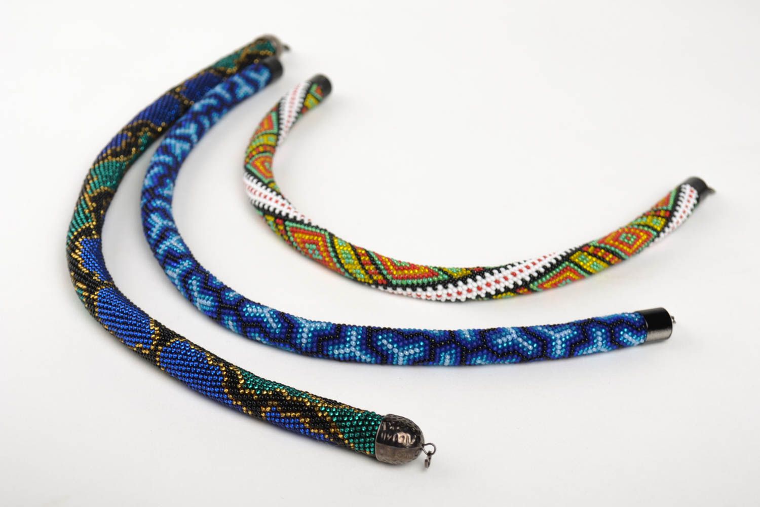 Handmade seed bead necklace mosaic necklace beaded cord jewelry fashion jewelry photo 4