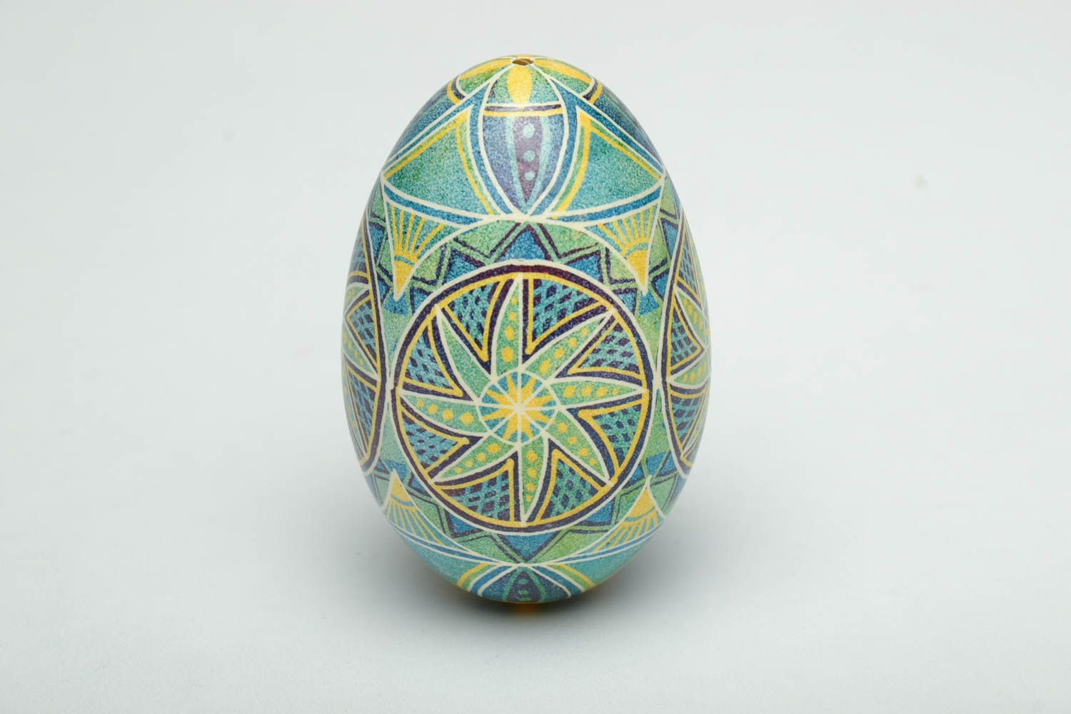 Décoration œuf de Pâques peint d'oie fait main symbole solaire style ethnique  photo 2