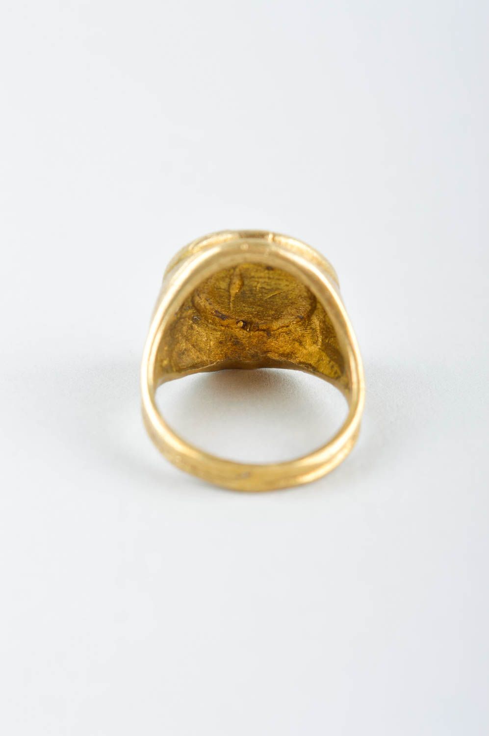 Кольцо ручной работы металлическое украшение кольцо из латуни печать авторская фото 4