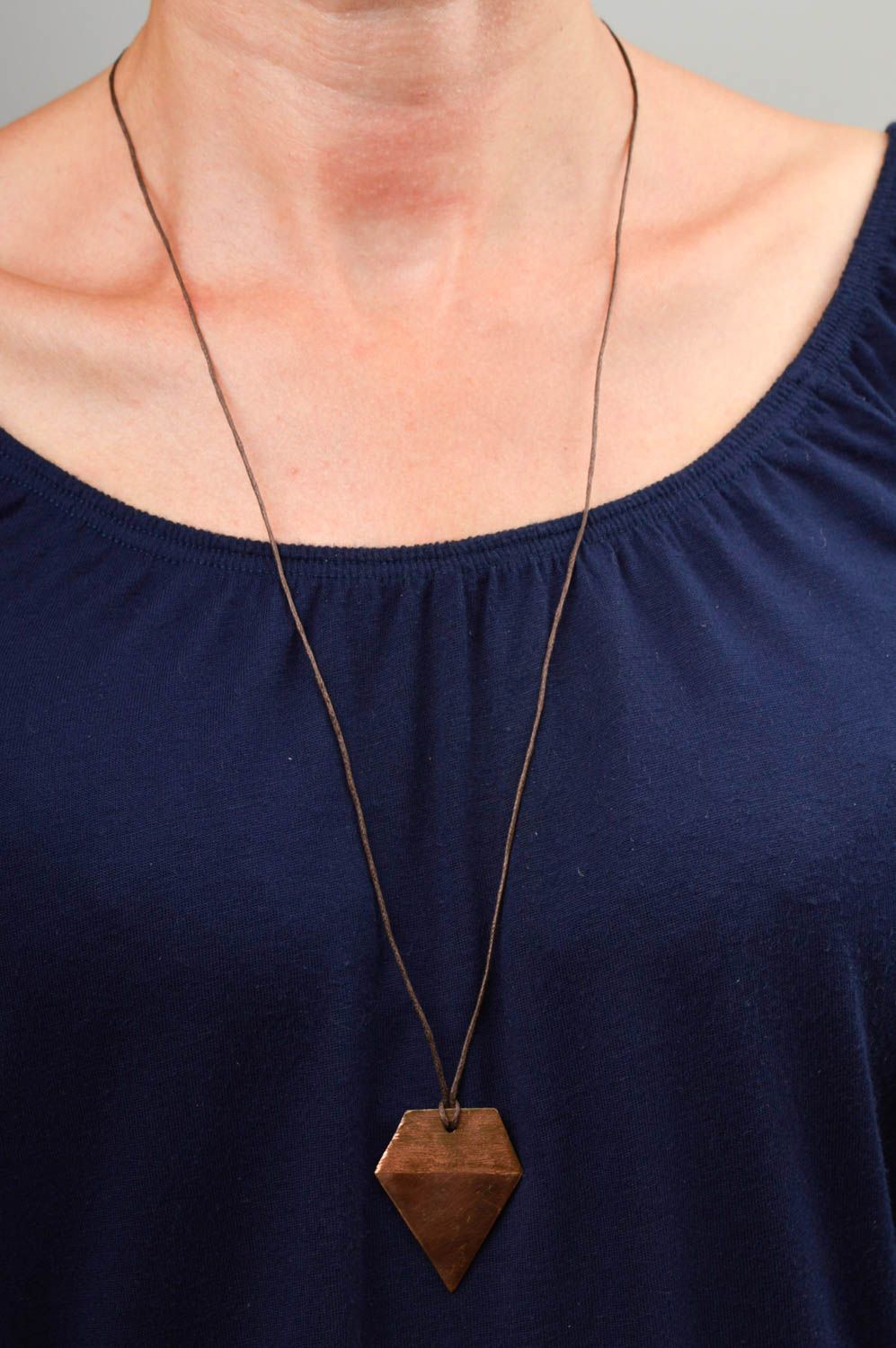 Stylish female pendant unusual copper accessory handmade cute pendant photo 1