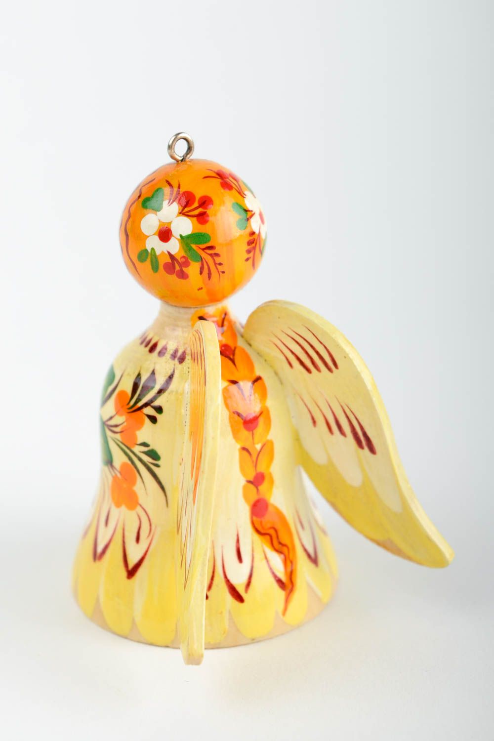 Ange décoratif fait main Cloche déco bois peint Idée déco Noël écologique photo 5