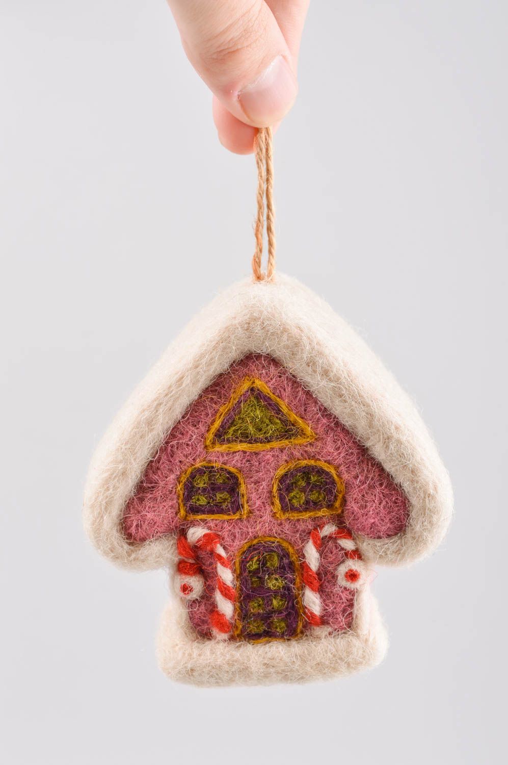 Валяная игрушка ручной работы декор на стену игрушка из шерсти Розовый домик фото 5